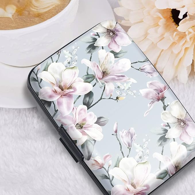 Coco Rossi Credit Card Holder RFID Aluminum Small Mini Wallet Women | Metal Wallet, Business Cards Holder, ID Case, Slim Sleeves, Womens Girls Gift, Carry Proof Wallets for Travel, Magnolia - Image 6