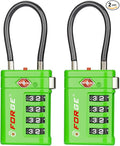 Forge TSA Approved Luggage Locks 4 Digit Combination TSA Travel Locks with TSA008, Open Alert Indicator, Zinc Alloy Body for Luggage, Suitcase, Backpack, and More. Green 2 Locks. by Forge