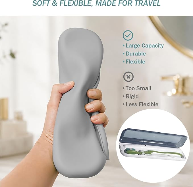 Silicone Toothbrush Travel Case, Pro Large Toothbrush Cover for Traveling | Electric & Manual Toothbrush Travel Cover for Men and Women, Portable Toothbrush Holder for Trave, Gym, Business Trip, School - Image 4