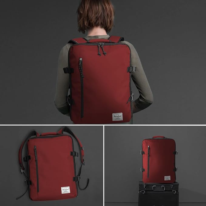 Lightweight Under-seat Backpack for Clothes Travel Overnight Women Men, 15.6 Laptop Minimalist Backpack, Stylish and Casual, Red - Image 6