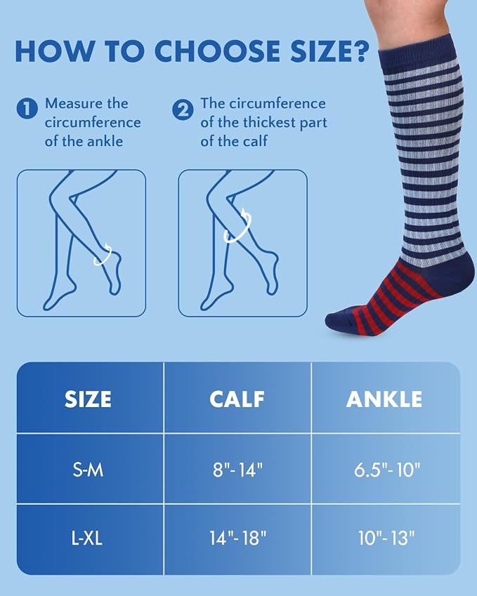 Compression Socks for Women 15-20 mmHg, 2 Pairs | Graduated Support, Knee High Fit, Polyester Stretch, Circulation Comfort, Nurses, Travel, Athletes, Flight, Daily, Patterned - Image 3