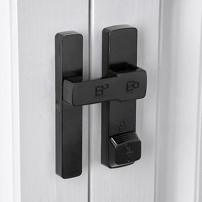 Black 180 Degree Barn Door Lock,Flip Gate Latches Hardware | Zinc Alloy Door Lock,Sliding Door Latches,for bedroom,drawer,pet enclosures,cabinet,garage,window - Image 4