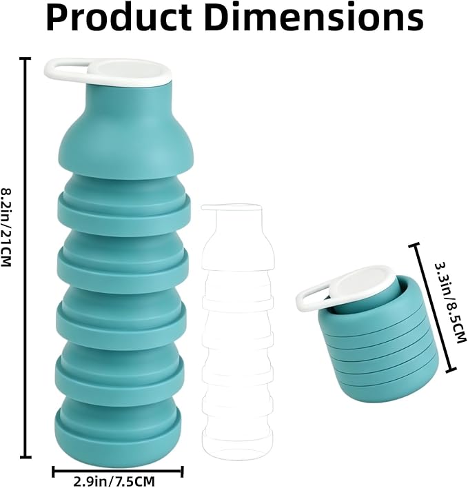 Collapsible Water Bottles, Travel water bottle | Food-grade silicone, ultra light, airtight & leakproof, -4 °F ～ 248 °F - Image 5