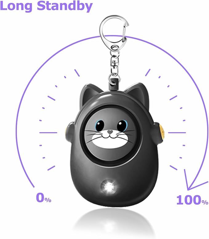 Personal Safety Alarm for Women by Women–Loud Siren, 130dB Loud Siren Keychain in a Variety of Colors, Cute Cat Design Security Device for Children, Elderly - Image 7
