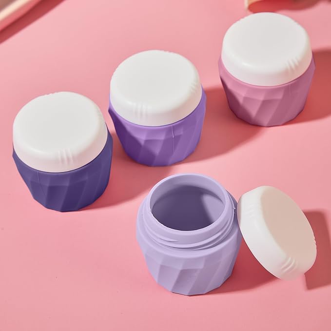 Travel Containers for Toiletries, Premium Silicone Cosmetic Cream Jars, TSA Approved Leak-Proof Refillable Travel Size Toiletries with Clear Bag for Cosmetic Face Body Cream (Purple, 1OZ) - Image 7
