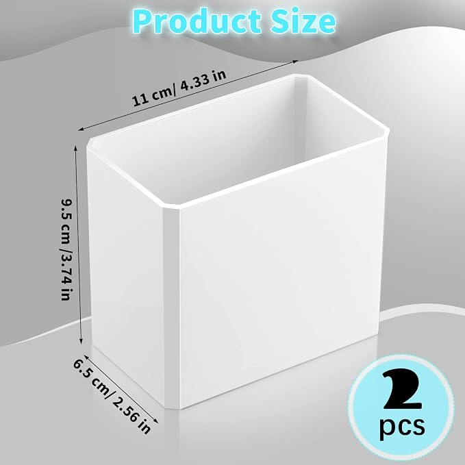 2 Pcs Wall Mounted Organizer Non-Drilling Adhesive Floating Shelf White Wall Bin Organizer Hanging Storage Containers for Bedroom Bathroom Kitchen Office - Image 3