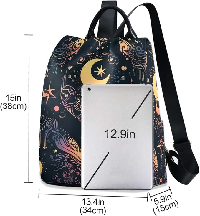 ALAZA Moon Stars Alchemy Witch Backpack Purse for Women Anti Theft Fashion Back Pack Shoulder Bag - Image 3