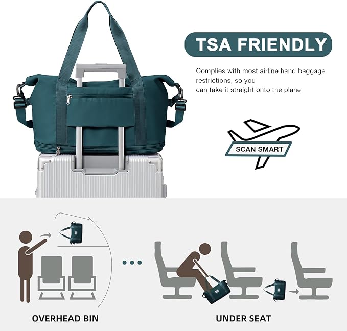 Travel Duffel Bag, Sports Tote Gym Bag, Shoulder Weekender Overnight Bag for Women - Image 5