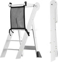 COSYLAND Foldable Toddler Kitchen Stool Helper - Height Adjustable Kitchen Standing Tower for Bathroom Sink or Counter - Step Stool for Toddlers Ages 18 Months to 6 Years White by COSYLAND