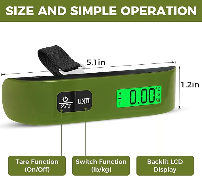 BAGAIL Digital Luggage Scale, 110lbs Hanging Baggage Scale with Backlit LCD Display, Portable Suitcase Weighing Scale, Travel Luggage Weight Scale with Hook, Strong Straps for Travelers - Image 2