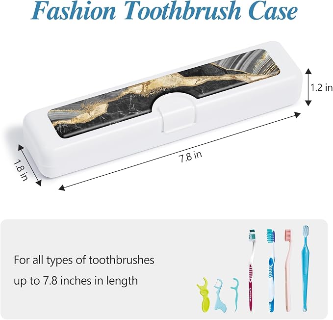 Toothbrush Travel Case - Colorful Pattern, Holder and Covers for Toothbrushes, Includes Tongue Scraper Case - Image 2