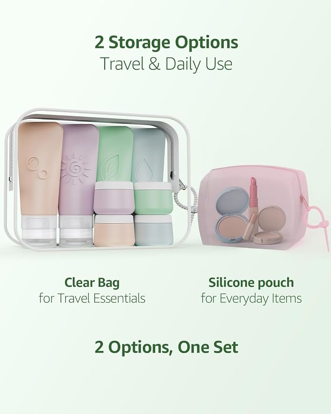 23 Pcs Travel Bottles for Toiletries,Travel Containers for Toiletries | 23-Piece Silicone Travel Bottles Set, TSA Approved Leakproof Toiletry Kit with 2 Bags, Squeeze Bottles, Jars, Pump & Spray - Image 4