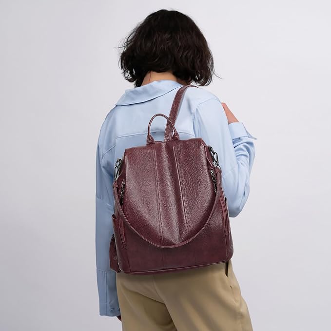 GAEKEAO Women Backpack Purse PU Leather Anti-theft Casual Shoulder Bag Convertible Large Satchel Bags for Travel Casual Work - Image 7
