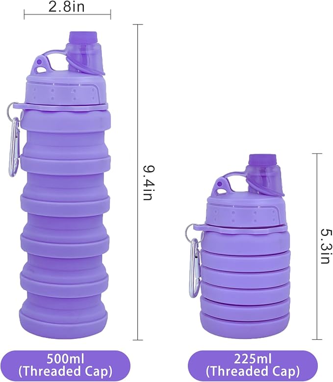 Collapsible Water Bottles Travel water bottle Sports Portable Sport Water Bottle Reusable Water Bottles comes with mountaineering Buckle 500ml silicone Water-proof camping water bottle - Image 5