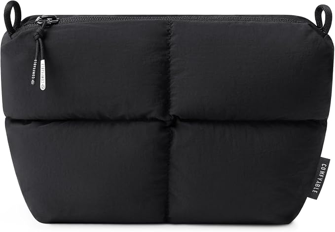 Comfyable Puffy Electronics Organizer Travel Case, Cute Tech Pouch for Women Men, Cable Storage Bag for Charger, Phone, Power Bank, Cord, Compact Tech Accessories Pouch, Black - Image 2