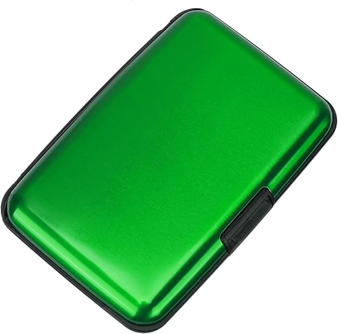 Mini RFID Aluminum Wallet Credit Cards Holder Business Card Case Metal ID Case for Men Women (Green) by ELFISH
