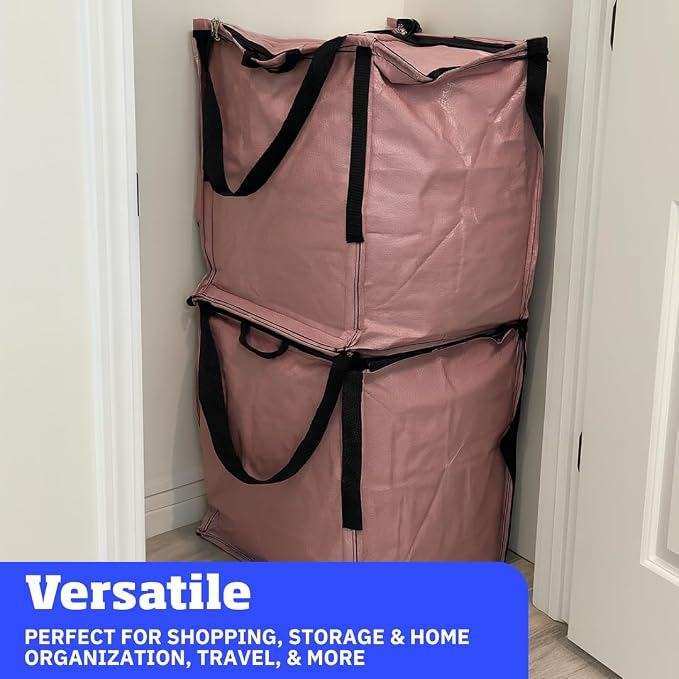 DURASACK 22-Gallon Zipper Top Heavy Duty Storage Tote Bags, 4-Pack, Mauve | Rugged Woven Polypropylene Moving Bag, Reusable Self-Standing Design, Holds up to 500 Pounds - Image 4