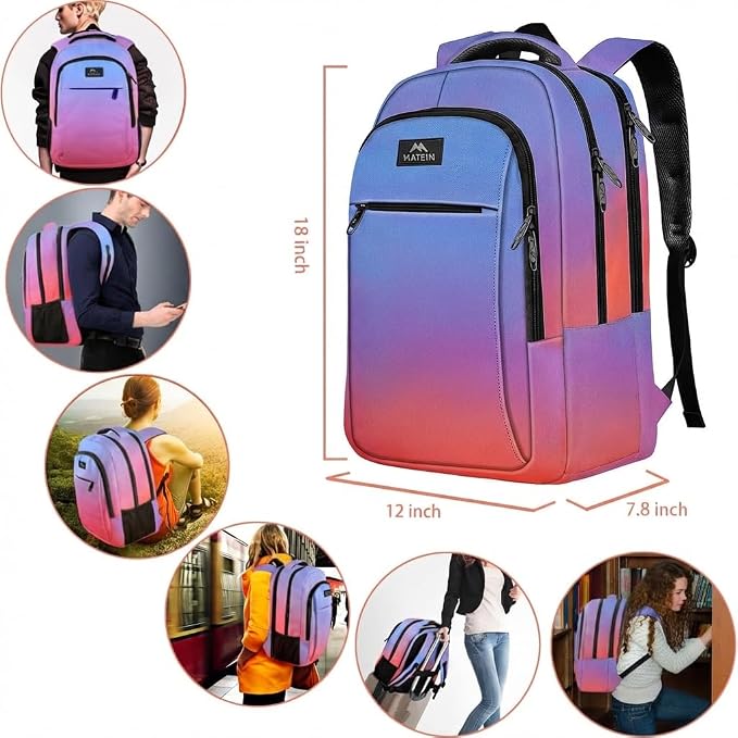 MATEIN Colorful Fashion Laptop Backpack, 15.6 Inch Slim Travel Computer Bag | Tie Dye Backpack for Daily Commute, Business College Work Gifts for Men Women, Luggage Strap, Anti Theft, Durable Breathable - Image 2
