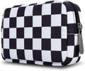 E-Tree Cute Small Makeup Bag, Cosmetic Toiletry Skin Care Make up Little Items Pouch for Purse,Zipper Mini Tech Charger Cable Electronic Organizer Case,Travel Accessories for Women Men Teen,Checkered by E-Tree