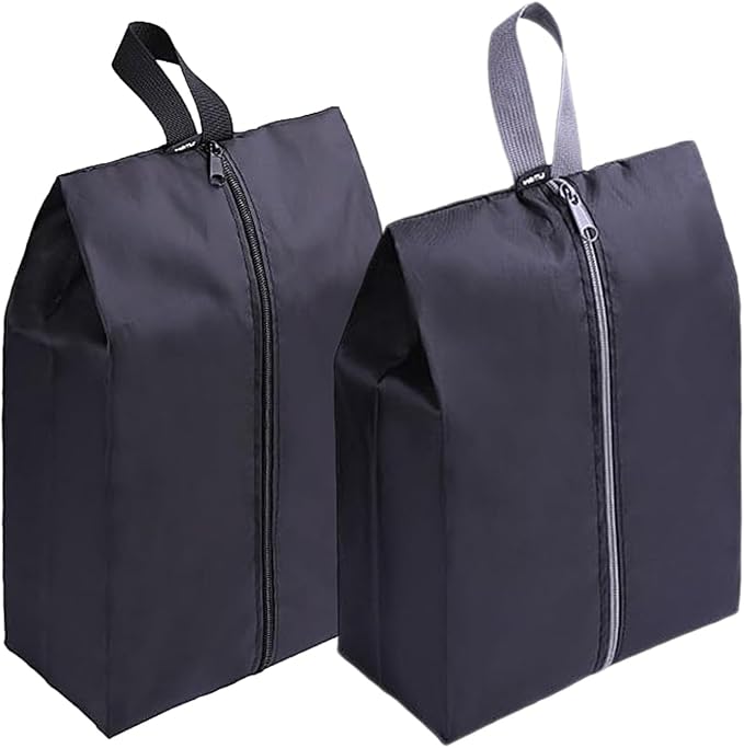 YAMIU Travel Shoe Bags Set of 2 Waterproof Nylon with Zipper for Men & Women (Black) by YAMIU