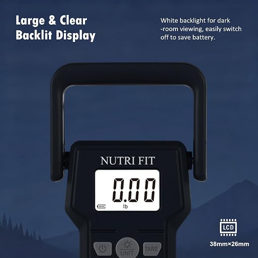 Luggage Weight Scale 110lb Hanging Luggage Scale for Suitcase | 0.1lb Precision, Max 110lb, 3.3ft Tape Measure, Backlit Screen, Lock Data, Large Hook, Ergonomic Grip, Portable Fishing Scale - Image 4