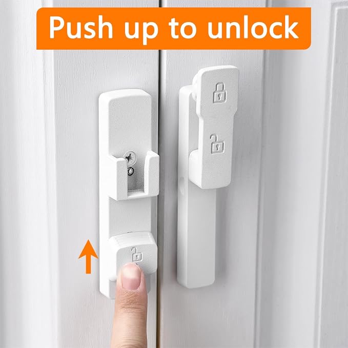 2 Packs Matte White 180 Degree Barn Door Lock,Flip Gate Latches Hardware | Zinc Alloy Door Lock,Sliding Door Latches,for bedroom,drawer,pet enclosures,cabinet,garage,window - Image 3