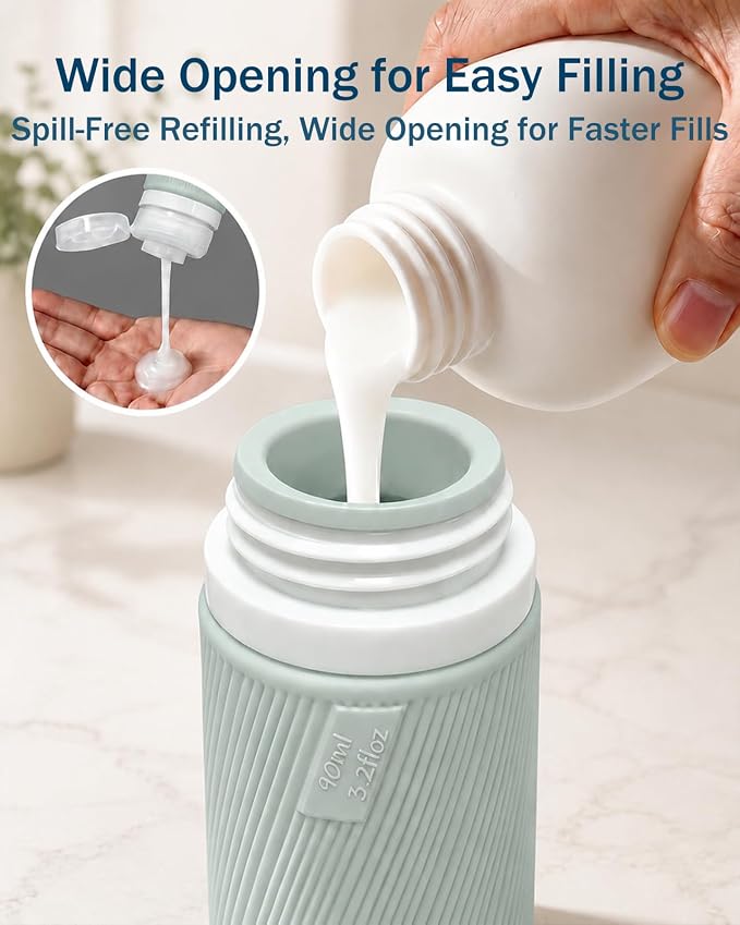 Redfly 13-Piece TSA-Approved Travel Size Bottles for Toiletries, Leak proof | Travel Size Containers, BPA-free silicone, clear toiletry bag, under 3.4oz, wide mouth,travel essentials for shampoo, lotion - Image 4