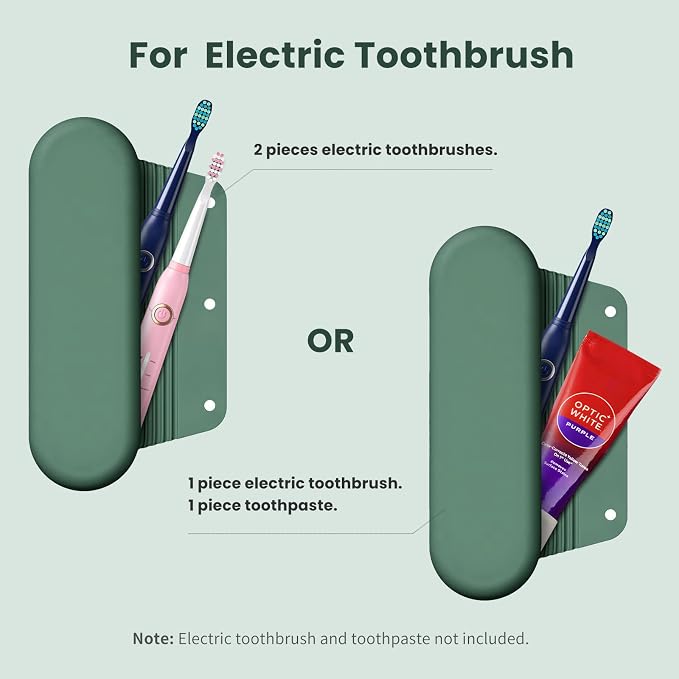 Silicone Electric Toothbrush Travel Case, Manual Toothbrush Travel Cover for Men and Women,Toothbrush for Travel,Gym and More, Fits Most Manual and Electric Toothbrushes - Midnight Green - Image 2