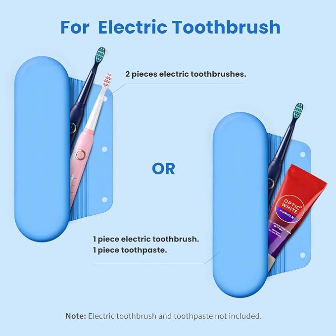 Silicone Electric Toothbrush Travel Case, Manual Toothbrush Travel Cover for Men and Women,Toothbrush Holder for Travel,Gym and More, Fits Most Manual and Electric Toothbrushes - Sky Blue - Image 2