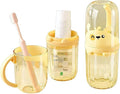 Toothbrush Travel Case for Kids with Detachable Handle, Portable Cute Toothbrush Holders, Multifuction Toothbrushes Toothpaste Storage Box for Camping Travel or Daily Use (Yellow) by MYLDH