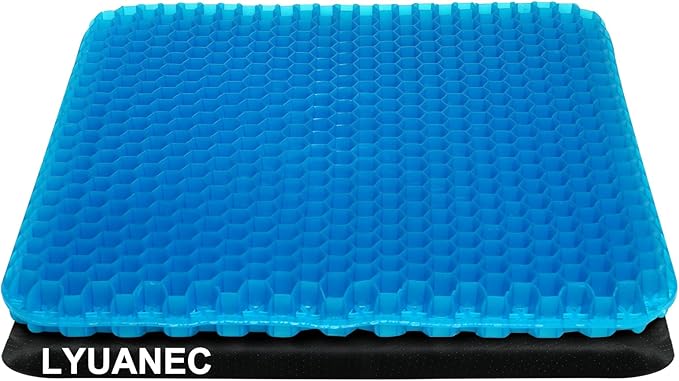 LYUANEC Gel Seat Cushion for Long Sitting - 18.5" x 17" x 1.4" (Large＆Soft) | Zero Gel Cushions for Pressure Relief, Honeycomb Gel Seat Cushion, Ergonomic Silicone Seat Cushion for People Over 100 lbs by LYUANEC