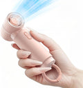 Handheld Portable Mini Fan, Personal Small Pocket Design with Hook, 19500RPM Powerful Motor Trubo, 10H Max Cooling time USB Rechargeable, 5 Speeds for Women/Men/Travel/Beach/Outdoor- Pink by Beszeith