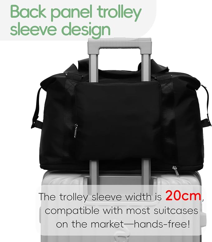 TINYAT Foldable Travel Duffle Bag Expandable Personal Item Travel Bag,32L | Expandable Gym Bag for Women Weekender Carry On Overnight Tote Large Capacity Portable Luggage Bag - Image 4