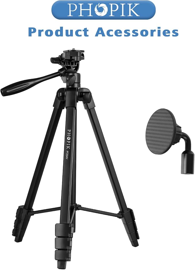 55" Phone Tripod, PHOPIK Aluminum Extendable Tripod Stand with Shutter, Carrying Bag, Compatible with iPhone/Android/Sport Camera&Insta 360 x5 Perfect for Video Recording/Selfies/Live Stream/Vlogging - Image 5