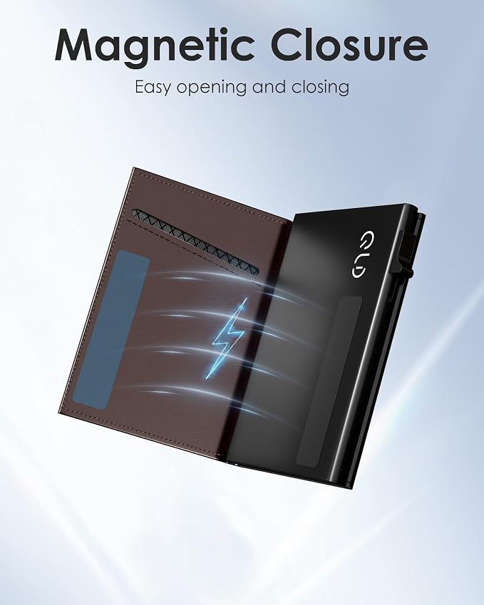 QLD RFID Wallet for Men - Smart Pop up Card Holder - Trifold, Slim, Minimalist Wallet for Front Pocket, 9-11 Cards Capacity | ID Window | Cash Slot | Magnetic Closure - Image 7