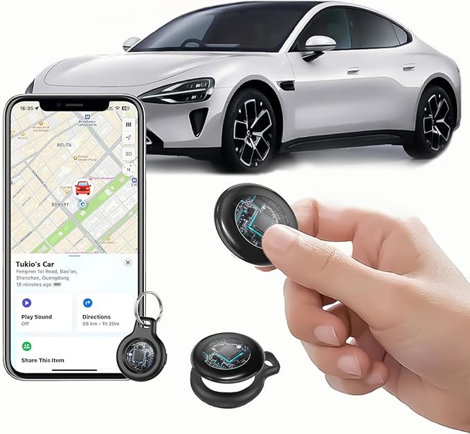 Air Tracker Tag-1 Pack (iOS Only), Smart Key Finder for Bag, Luggage | [MFi Certified] Wireless Bluetooth Tracker Tag for Apple Find My, Replaceable Battery, 100dB Sound, IP67 Waterproof, Black by Tukio