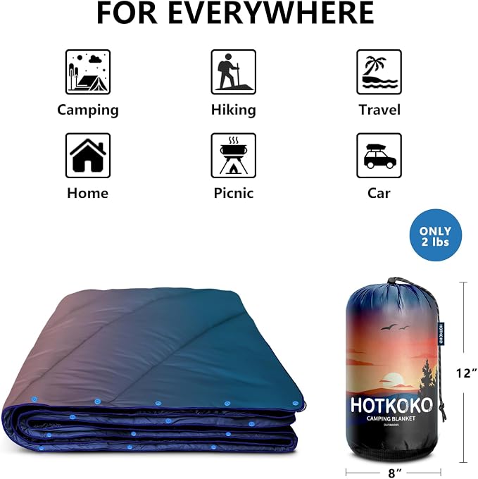 Puffy Camping Blanket,Large Camp Blanket Outdoor Camping Quilt Waterproof | Lightweight Printed Warm Packable Down Alternative Blanket for Camping,Traveling, Stadium, Hiking, Picnics - Image 6