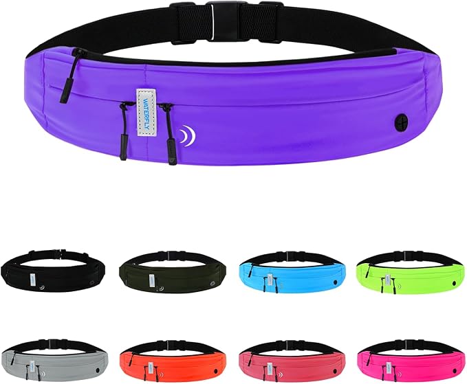 WATERFLY Running Belt Fanny Pack:Phone Holder Belt for Men Women | Lightweight, Soft and breathable fabric,SBS zipper, adjustable waist belt, Zero bounce, Suitable for running workout Fitness by Waterfly