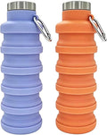 YCT Collapsible Water Bottle 17oz（500ml），Travel Portable Sport Water Bottle，Reusable Silicone Foldable Water Bottles for Gym Camping Hiking (Purple+Orange) by YCT