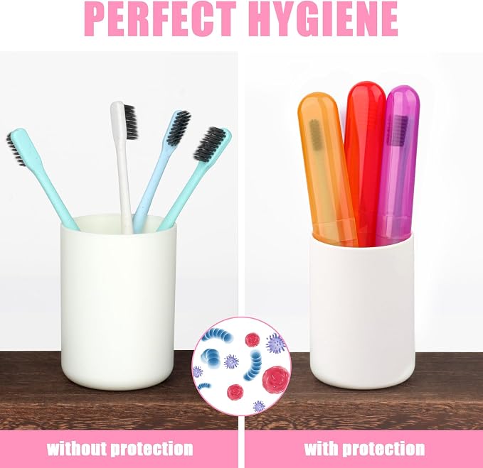 6 Pack Travel Toothbrush Case, Breathable Portable Toothbrush Holder, Plastic Toothbrush Cover Container for Couples Valentine Gifts, Traveling, Bathroom, School, Home, Business, Camping - Image 5