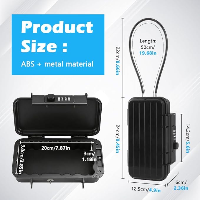 Portable Travel Safe Lock Box with 4 Digit Combination, Anti-Theft Travel Safe with Steel Cable, Waterproof Security Case for Beach, Travel, Hotel, Dorm - Image 2