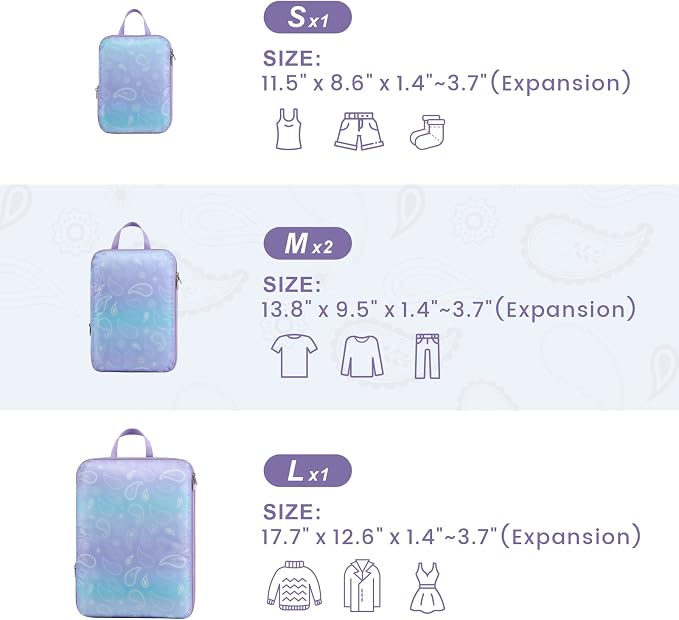 Cambond Compression Packing Cubes for Travel - Luggage Suitcase Organizer | Compression Zip Design for Space-saving, Expandable, Lightweight, Keep Clothes Sorted, Luggage Space Tidy, Carry on Pack Fast - Image 3