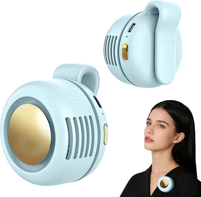 Portable Fan,Clip On Waist Bladeless, Ultra-Quiet Personal Mini Neck Fan | 3 Speeds with 360°Adjustable Clip Mini Fan Personal USB Rechargeable Small Fan for Summer by Unknown