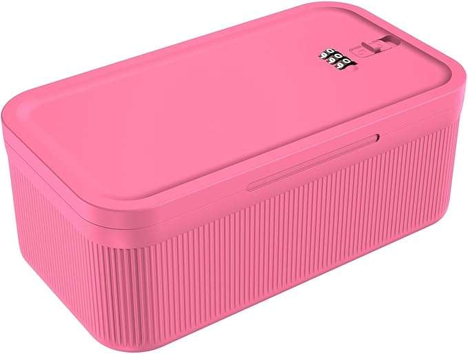 Lockable Storage Box with Combination Code - Secure Medicine Safe box, Phone Jail & Snack Container for Refrigerator, Home, Office, Travel - Durable Multi-Purpose Lock Box (Berry) by ySky