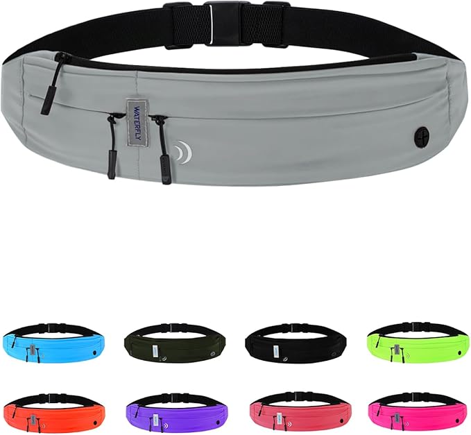 WATERFLY Running Belt Fanny Pack:Phone Holder Belt for Men Women | Lightweight, Soft and breathable fabric,SBS zipper, adjustable waist belt, Zero bounce, Suitable for running workout Fitness by Waterfly