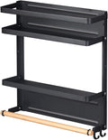 Magnetic Spice Rack Organizer Single Tier Refrigerator Spice Storage Shelf, Easy to Install The Side of The Refrigerator Can Hold spices, Jar of Olive Oil (Black L) by Hoopoton