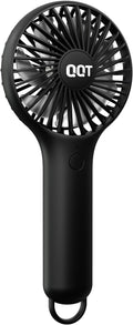 QQT Mini Handheld Fan, Small Personal Cooler with 3 Speeds, Portable Battery Operated, USB Rechargeable Makeup Eyelash Dryer, Strong Airflow for Travel, Office, Outdoor, Women, Men, and Kids (Black) by WelcometoQQT