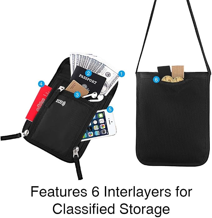 Travel Pouch Neck Wallet Family Passport Holder Organizer Case with RFID Blocking | Family Passport Holder - Image 3