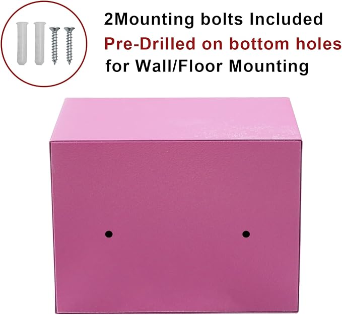 Pink Safe Box with Sensor Light, Electronic Digital Keypad, Steel Construction, Hidden, Small Safe for Office, Home, Hotel - Image 5