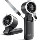WHATOOK Portable Handheld Turbo Fan: 12m/s Strong Wind 15000RPM High Speed Mini Fan, 4000mAh Battery Rechargeable Personal Fan with LED Display, 3 in 1 Foldable Fan for Tech Gift, (Black) by FashionCaring-MakeitYours